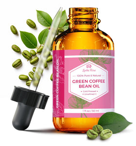 Leven Rose green coffee bean oil dropper bottle used for precise application and hydration.