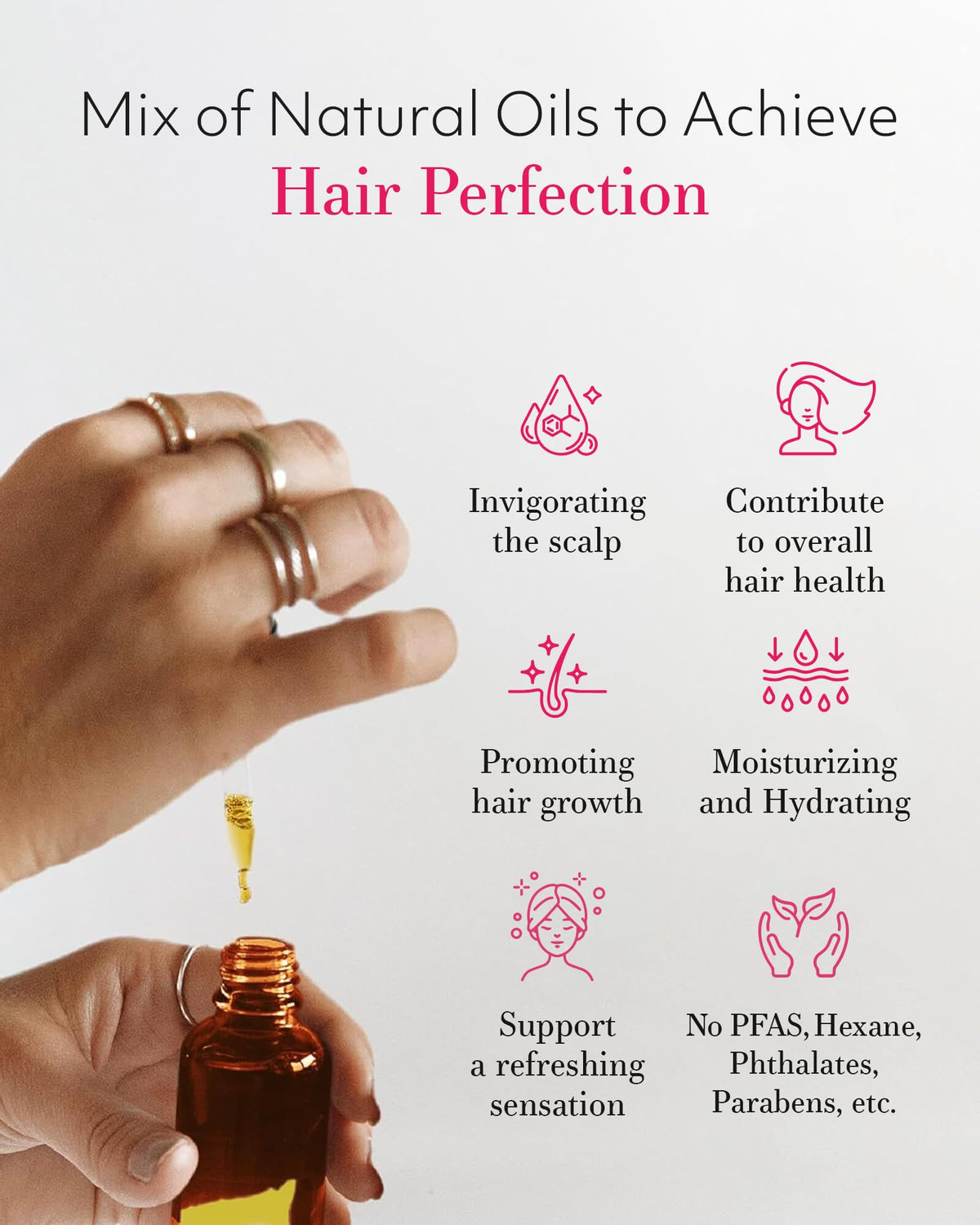 Leven Rose herbal horsetail extract glow in product imagery for scalp vitality.