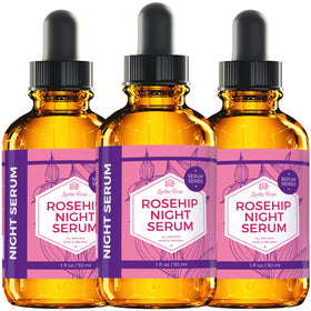 Leven Rose night serum on skin for a refreshed morning look.