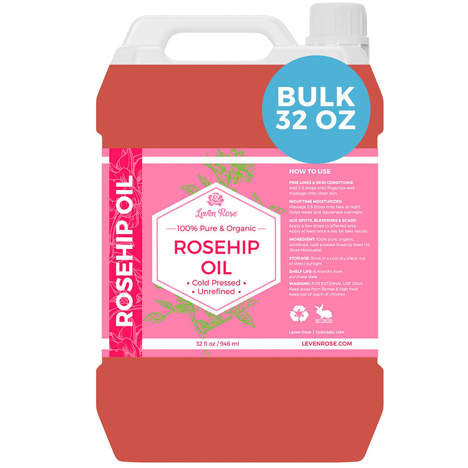 Leven Rose rosehip oil bottle 32oz for daily skin nourishment