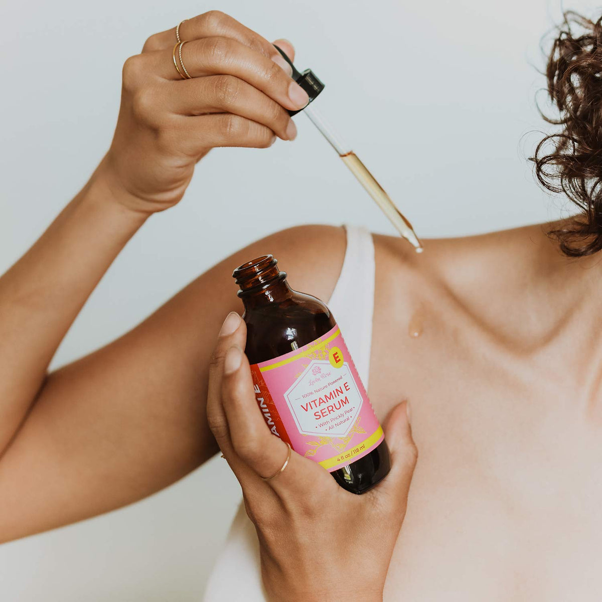 Leven Rose Serum fits in purse for on-the-go routine.
