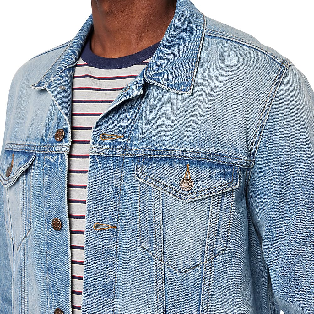 Levi Strauss Signature Gold trucker jacket side hem adjusters highlight adjustable silhouette.