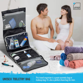 Lewis N. Clark compact folded toiletry bag fits luggage neatly.