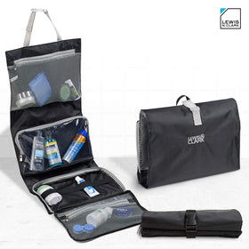 Lewis N. Clark foldable toiletry bag with waterproof compartment keeps leaks contained.