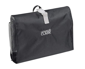 Lewis N. Clark hanging toiletry bag on a hook, organized for travel.