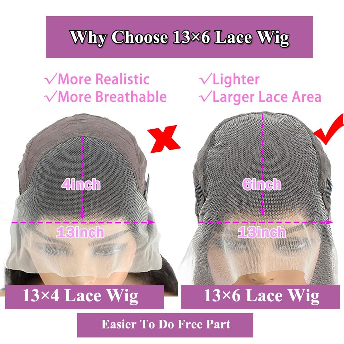 Leximi HD 13x6 lace front closeup shows seamless skin blend for flawless parting.