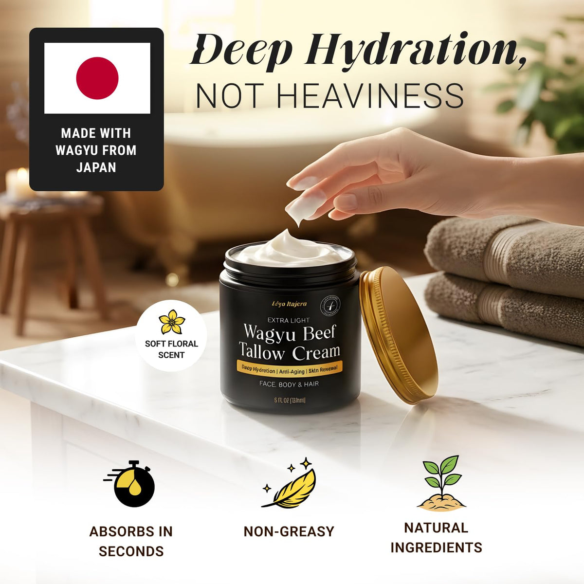 Lèyo Rujera Wagyu Tallow Lip Balm providing nourishing protection for dry lips