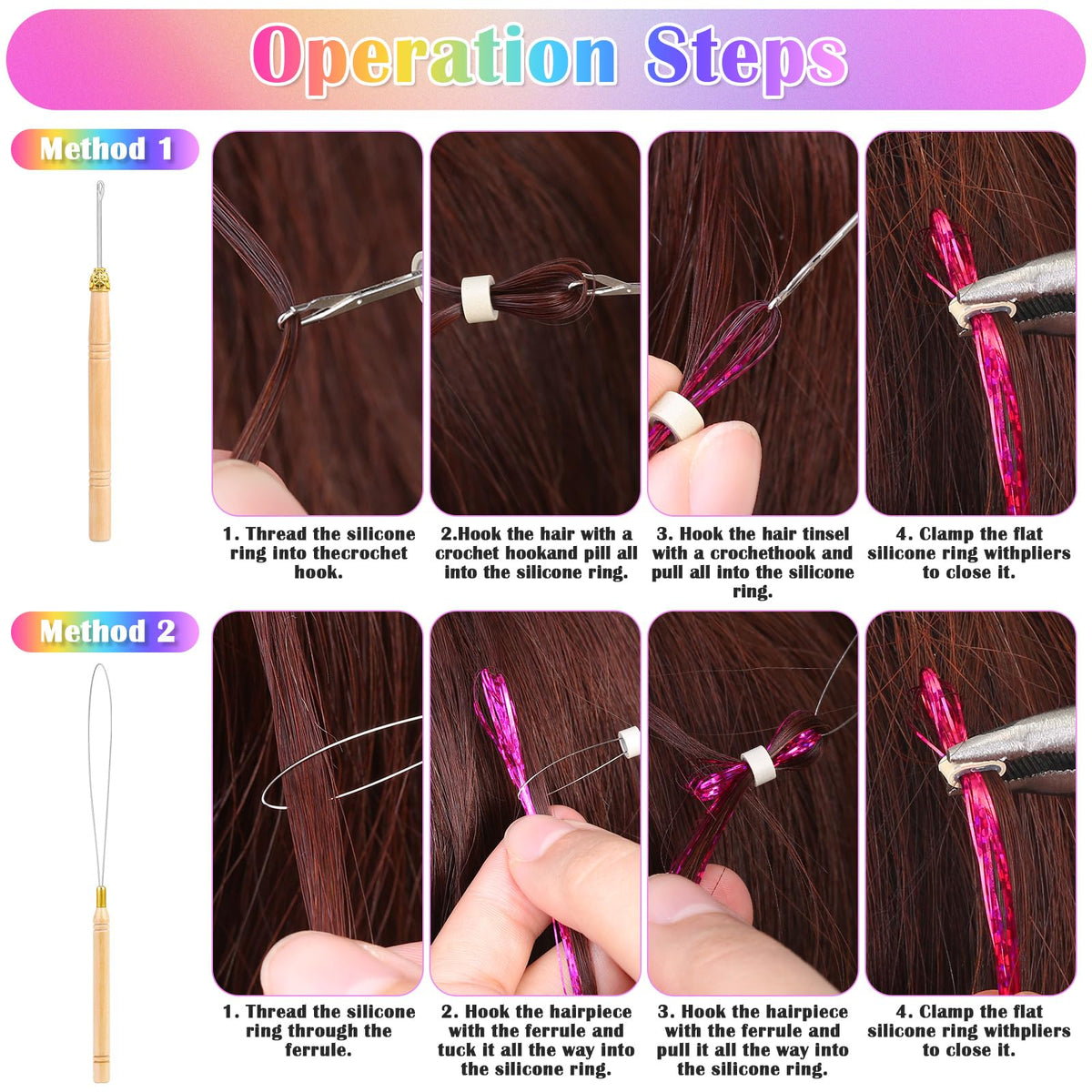 Comes with clips, bands, and hooks for quick styling