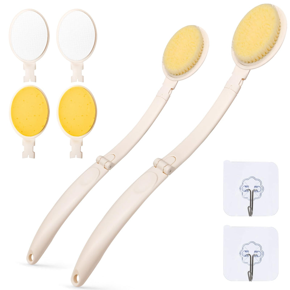 LFJ 19-inch long-handle back brush reaching hard-to-reach areas for thorough cleansing.