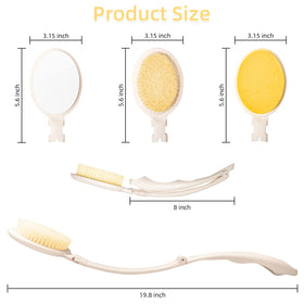 LFJ 3-in-1 bath brush set with interchangeable heads for customized cleansing.