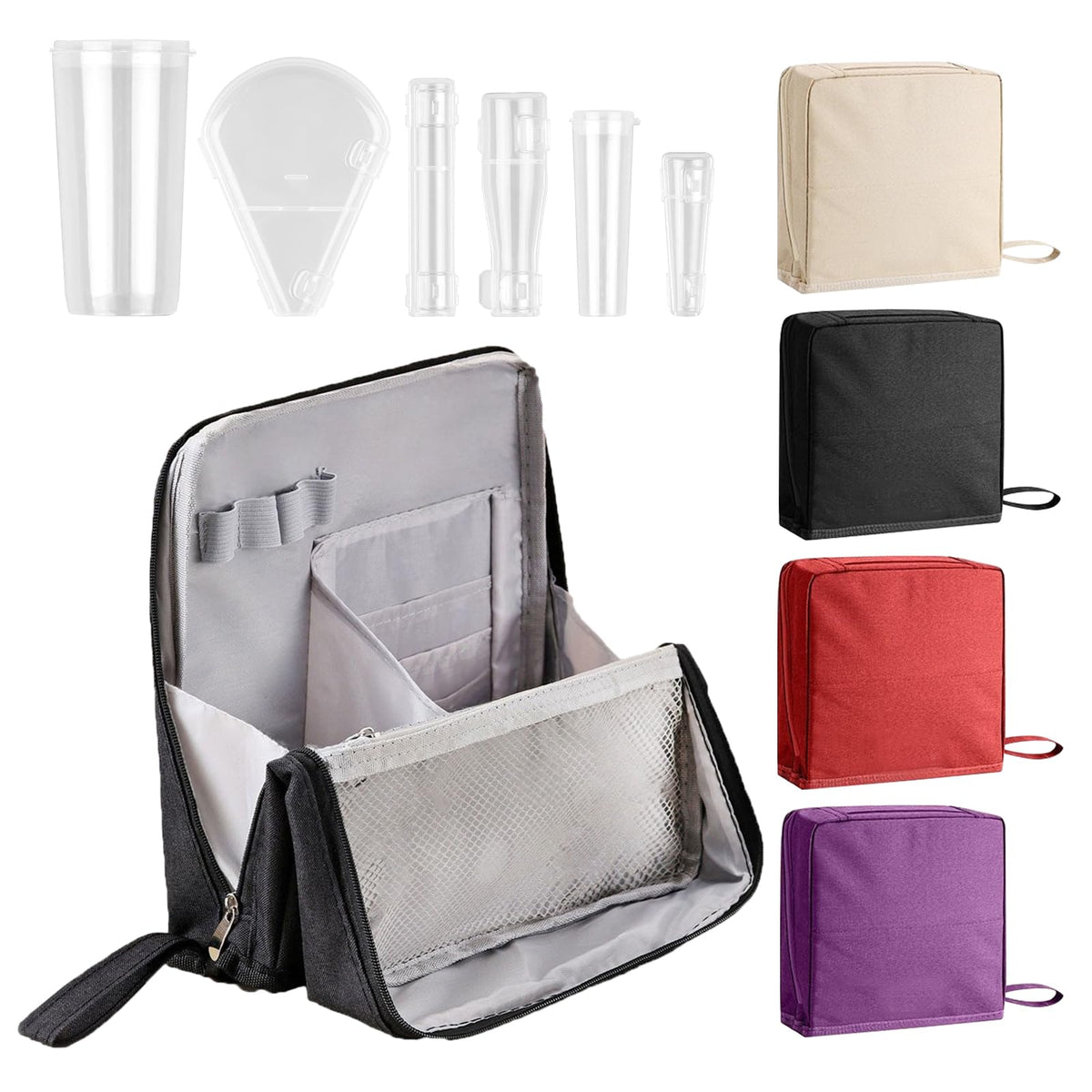 LFZHAN standing makeup bag organizer keeps cosmetics organized and easy to reach.