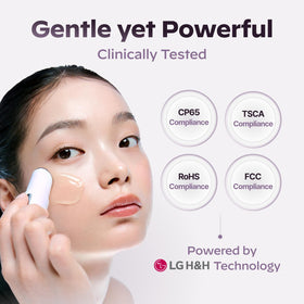 LG Pra.L Galvanic Booster Mystic White compact box and sleek glasslike finish