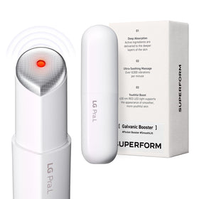 LG Pra.L Superform Galvanic Booster Mystic White product shot highlighting portable on-the-go skincare