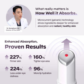 LG Pra.L Superform Galvanic Booster Mystic White paired with Glasslike Vita Glow Ampoule Serum for enhanced absorption