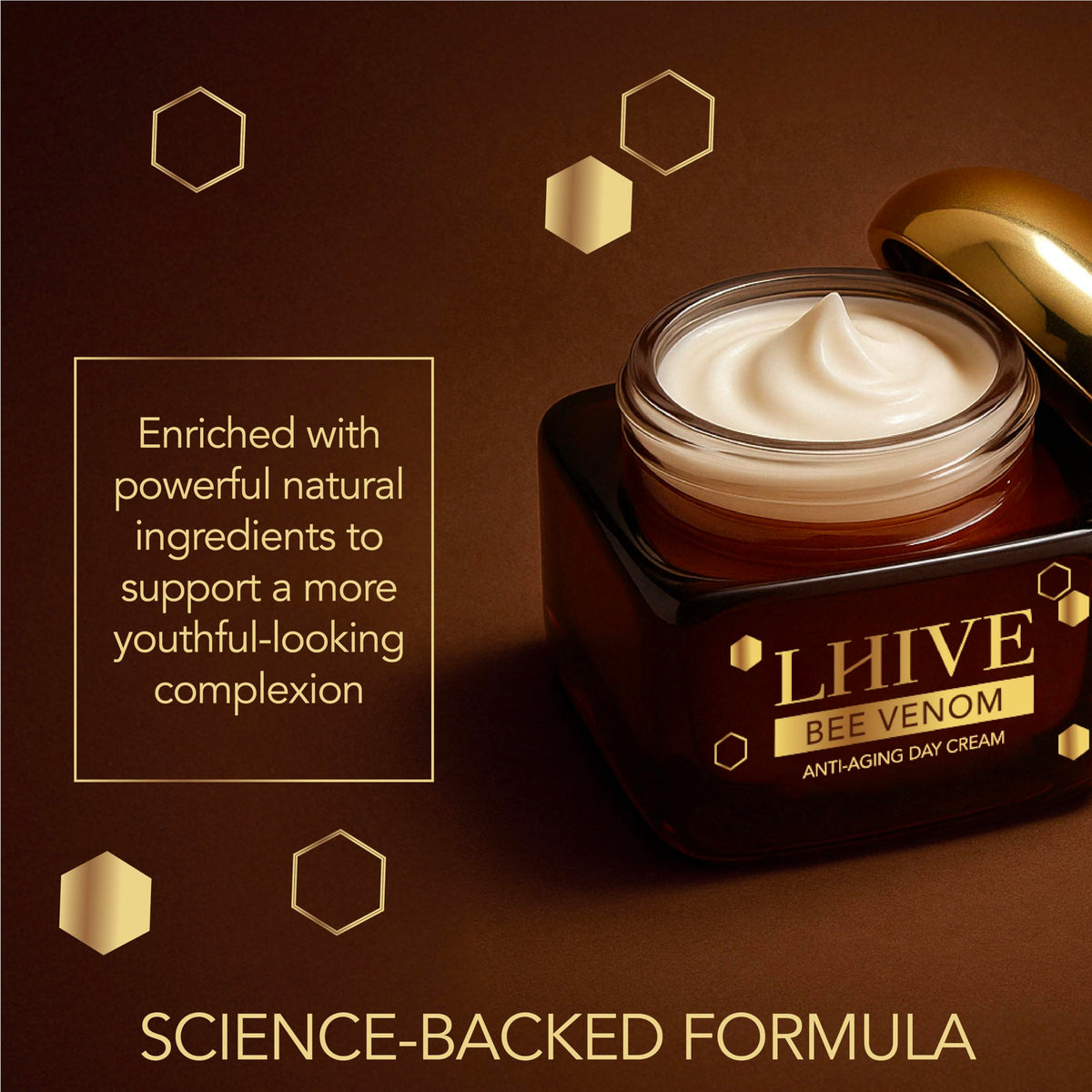 LHIVE Bee Venom Cream highlights firmer feel and glow.