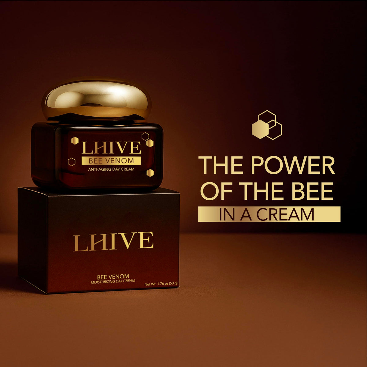 LHIVE Luxury dark glass jar design preserves freshness.