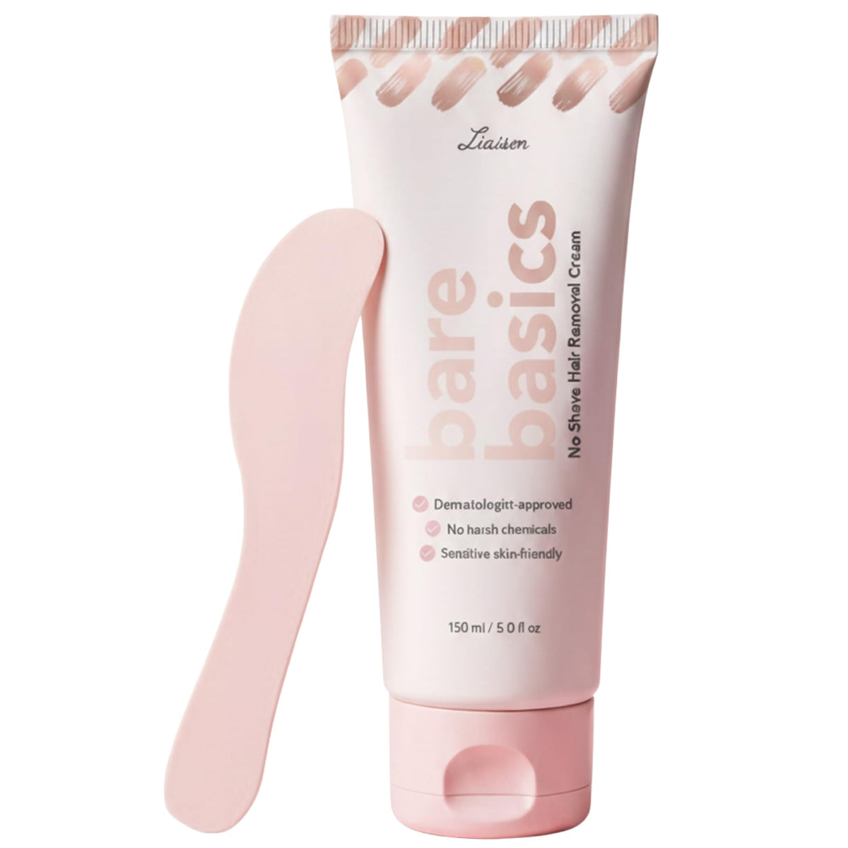 Liaison Bare Basics bottle front, gentle depilatory for sensitive skin.