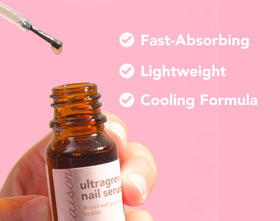 Brush applicator applying UltraGrow to clean, dry nails.
