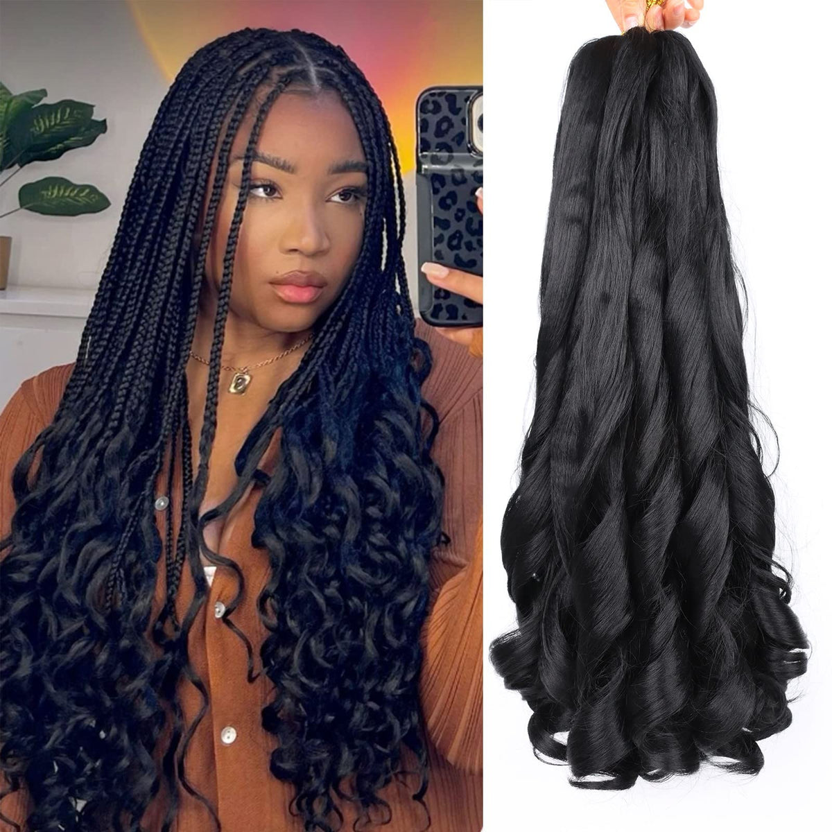 Lianzi French curly braiding hair 18in package for quick, stylish braids