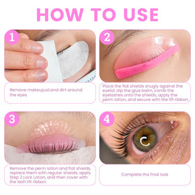 Libeauty glue balm being pressed during application for adjustable lash placement.