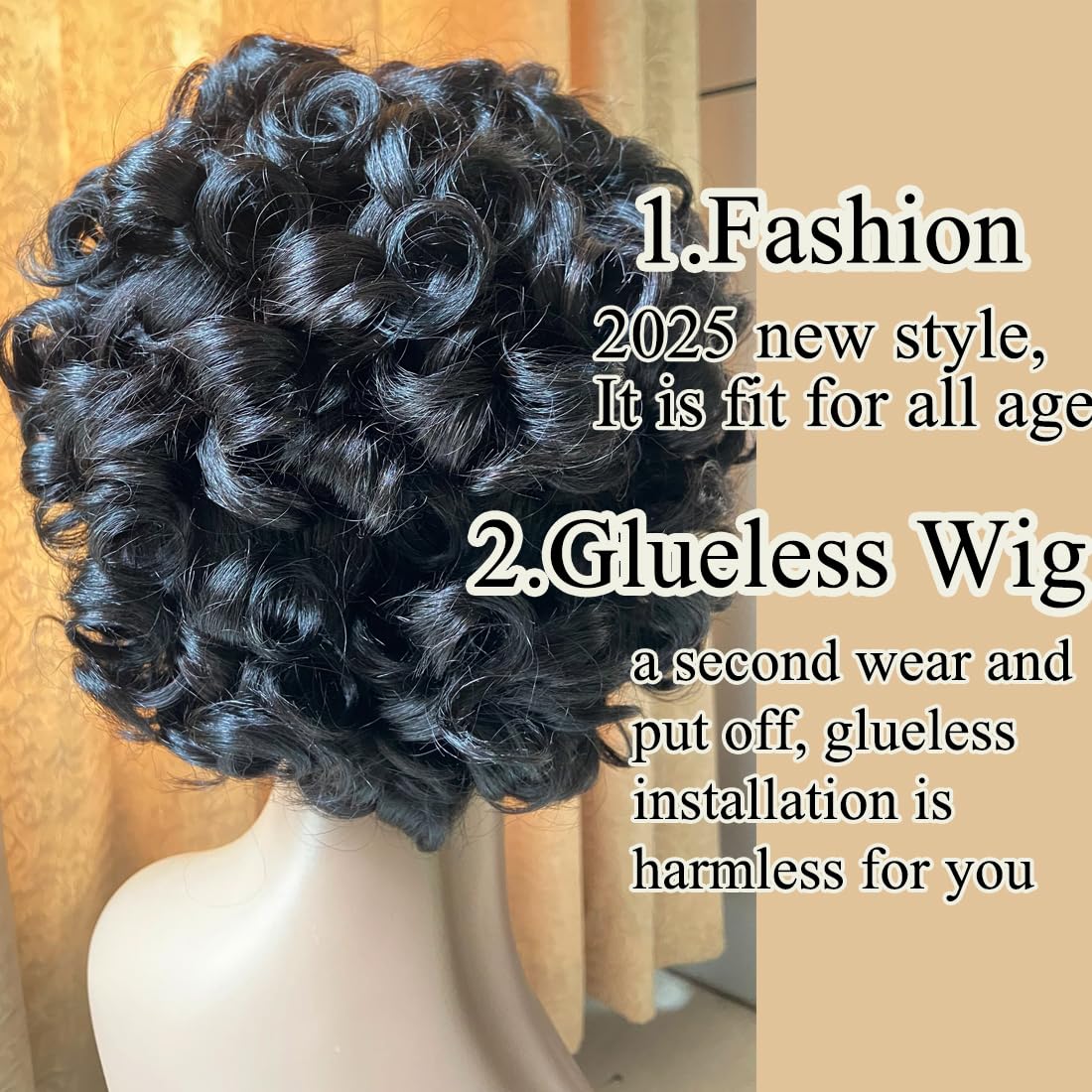 LIBERHEART glueless-rose-curly-wig easy wear without glue or lace.