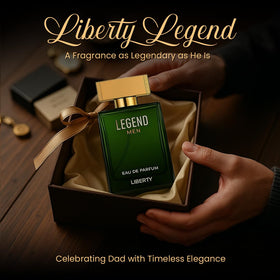 Closeup label of Liberty Legend EDP highlighting IFRA-certified quality
