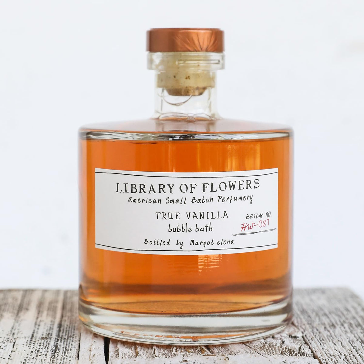 Bubbles rising in a warm tub with Library of Flowers bubble bath