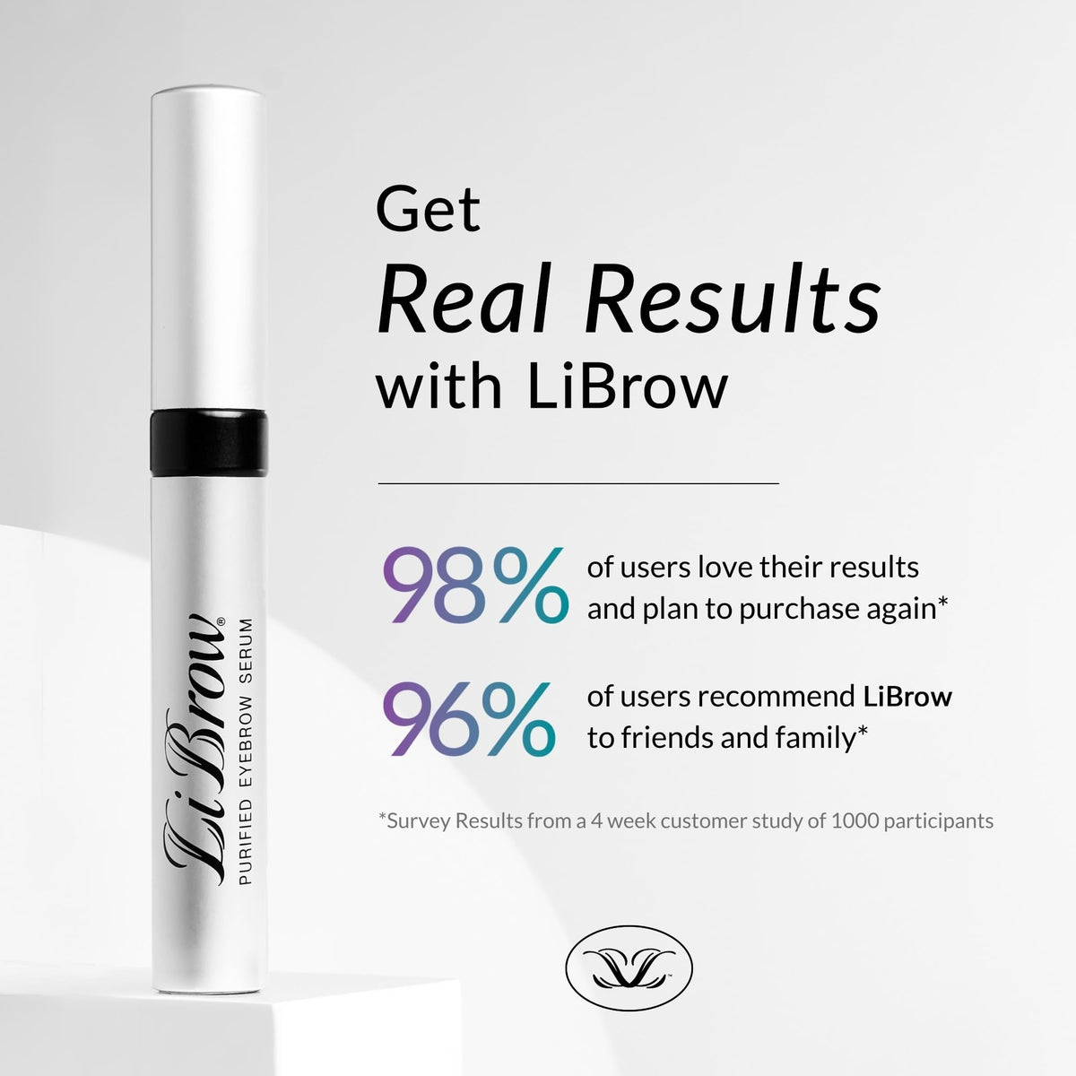 LiBrow applicator brush applying serum to the brow arch for fuller look.