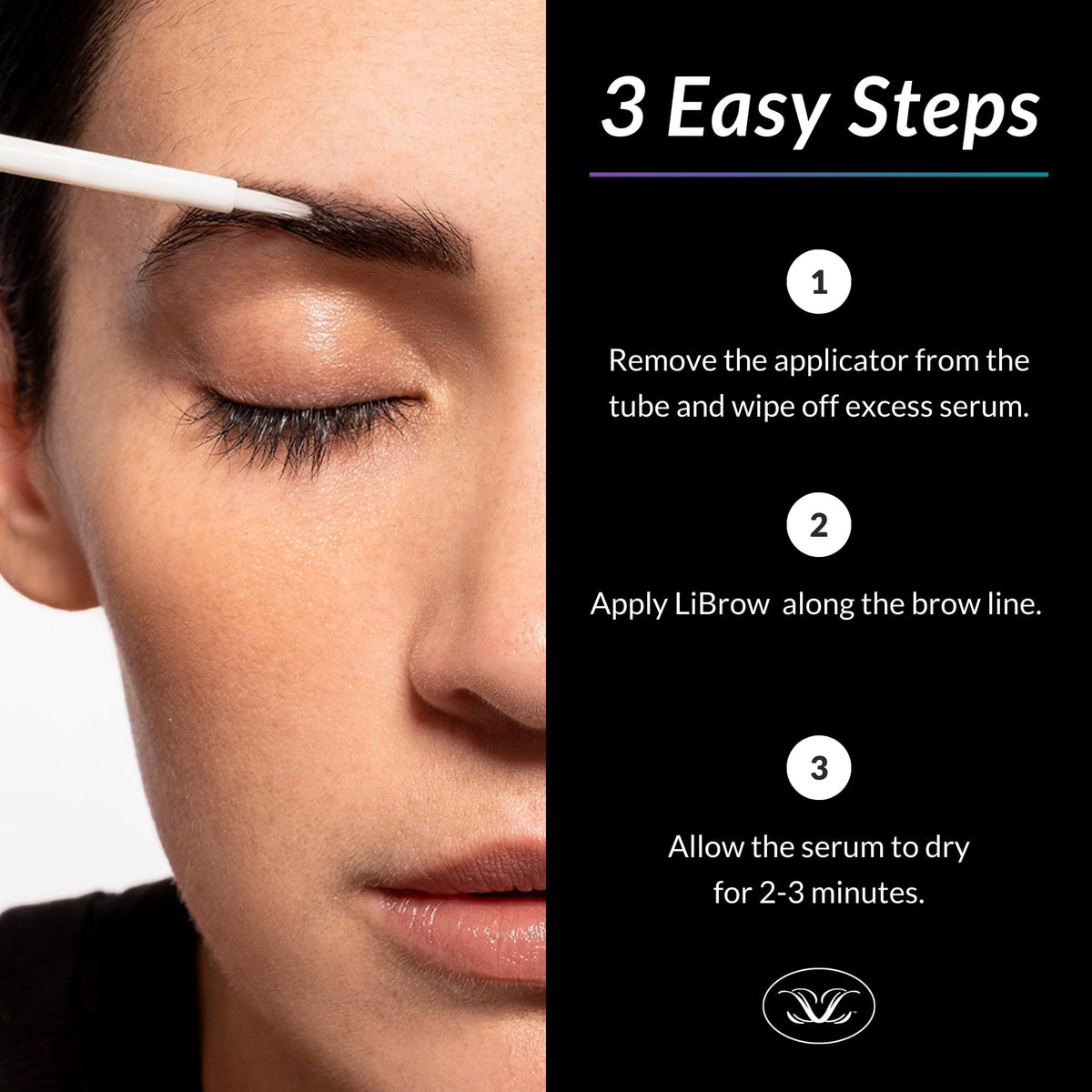 Close-up of LiBrow serum texture with natural botanicals and almond oil.