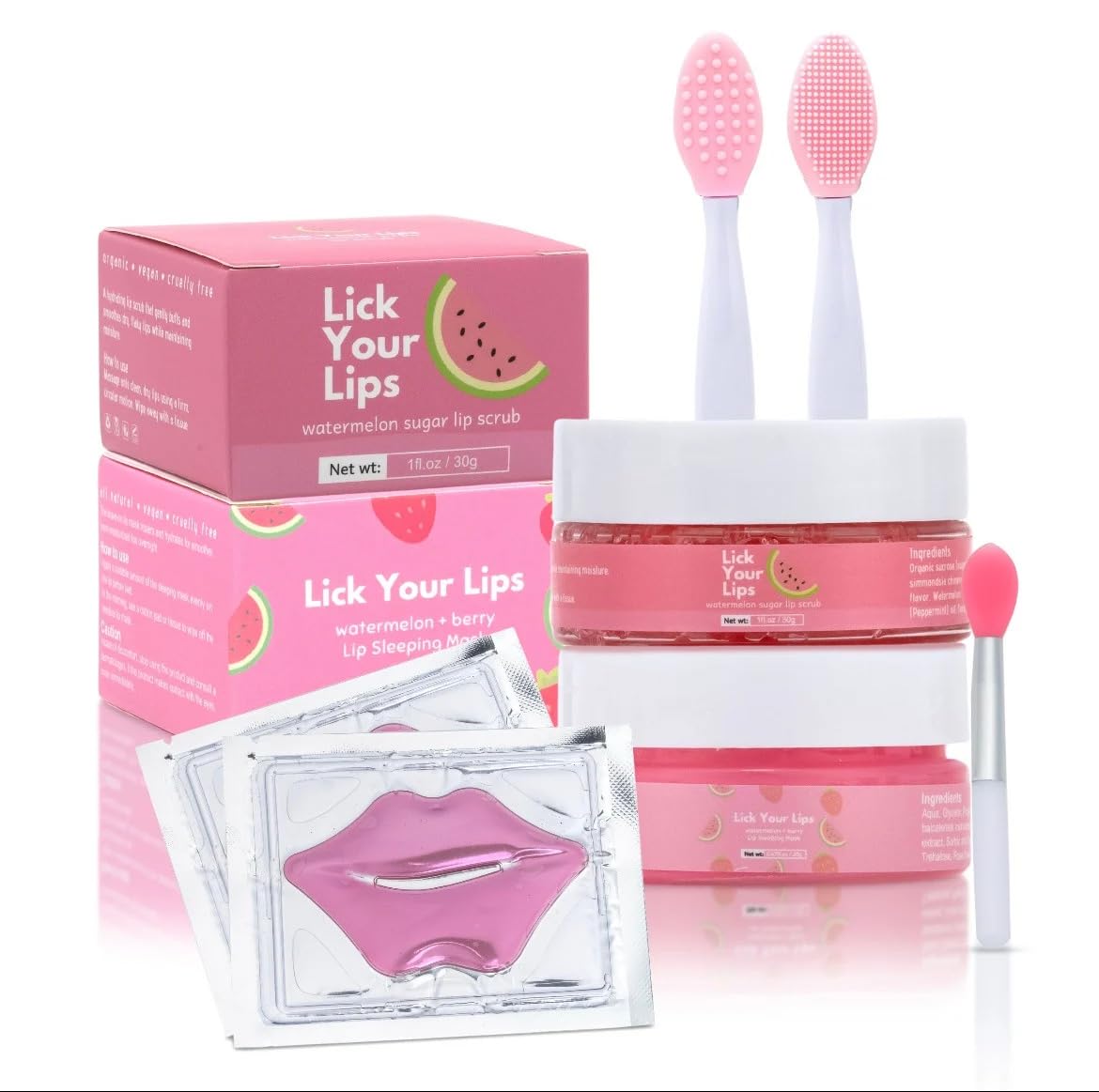 Lick Your Lips 6-in-1 lip care kit, ready for a complete lip care routine.
