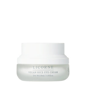 Licorne vegan rice eye cream jar close-up showing thick butter texture for hydration