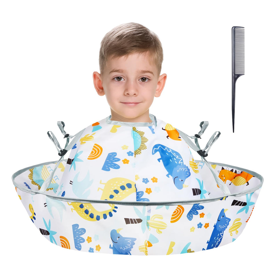 Lictin dinosaur umbrella cape for kids, mess-free haircut experience.