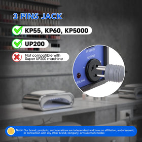 Liddy Art nail drill handpiece demonstrates 3-pin compatibility for KP55 and KP60.