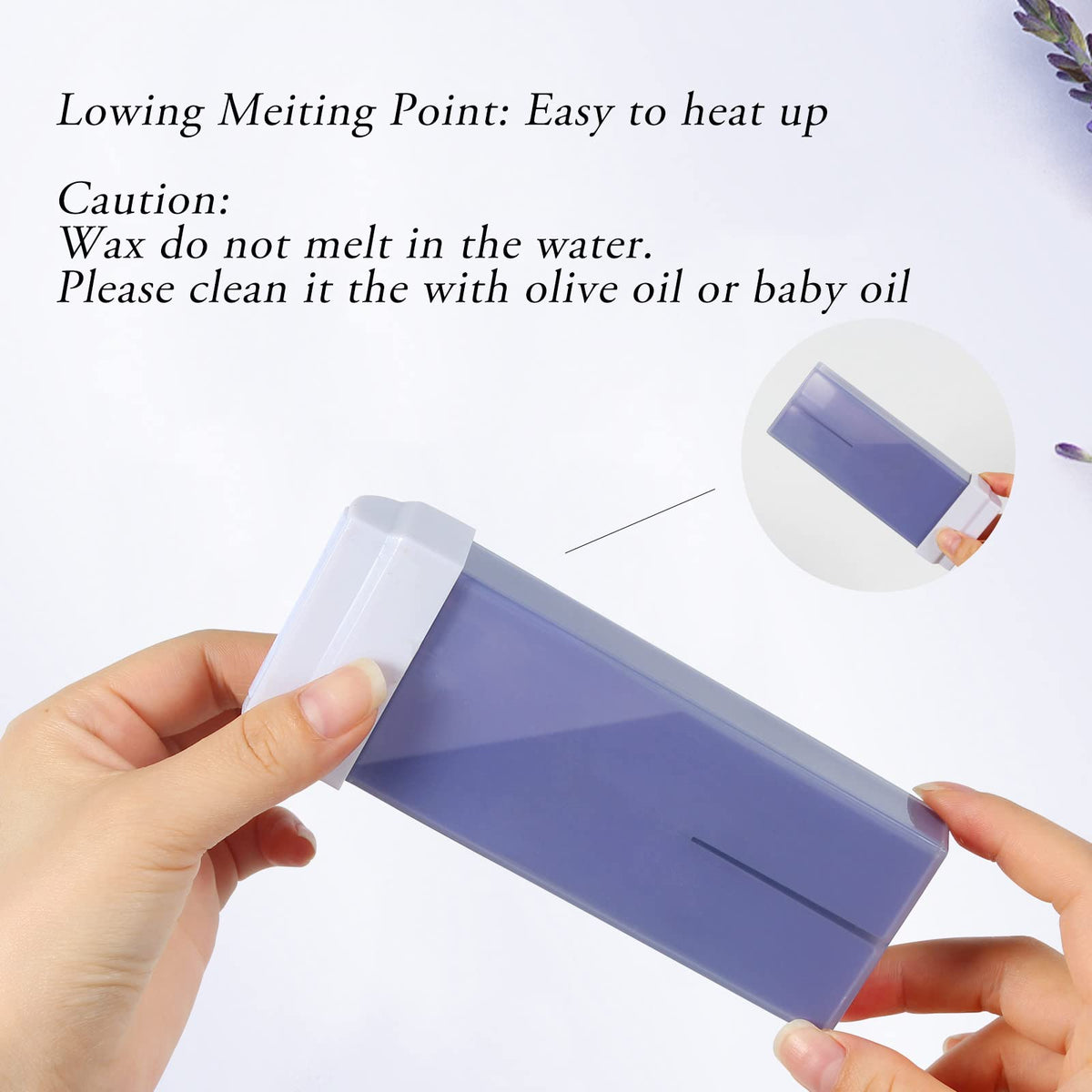Liddy Dance fast-heating lavender wax for quick waxing sessions.