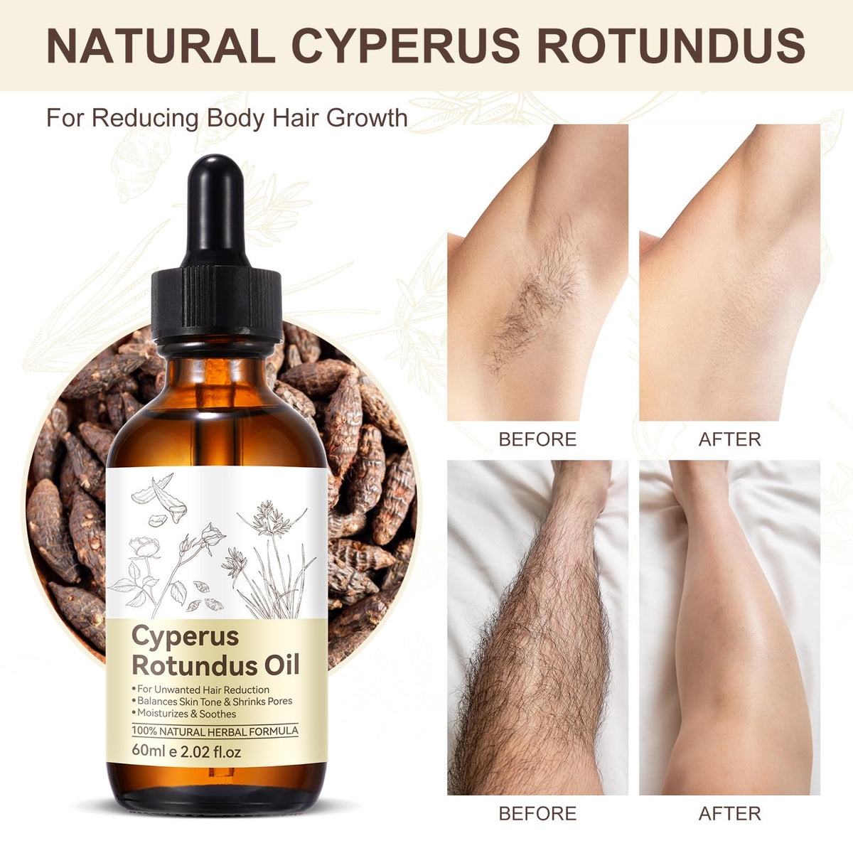 Liefiet Cyperus Rotundus Oil after hair removal use applying on skin.