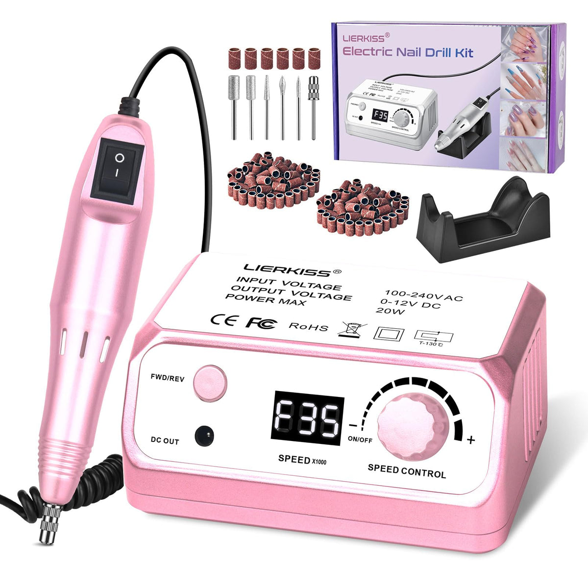 LIERKISS nail drill 35000RPM for powerful acrylic shaping