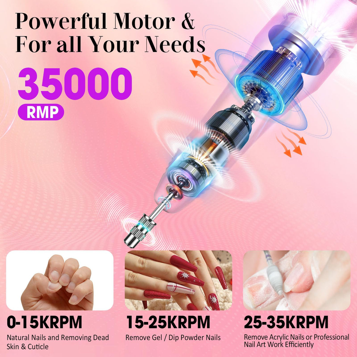 LIERKISS nail drill showing forward and reverse directions for both hands