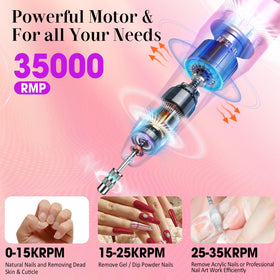 LIERKISS nail drill showing forward and reverse directions for both hands