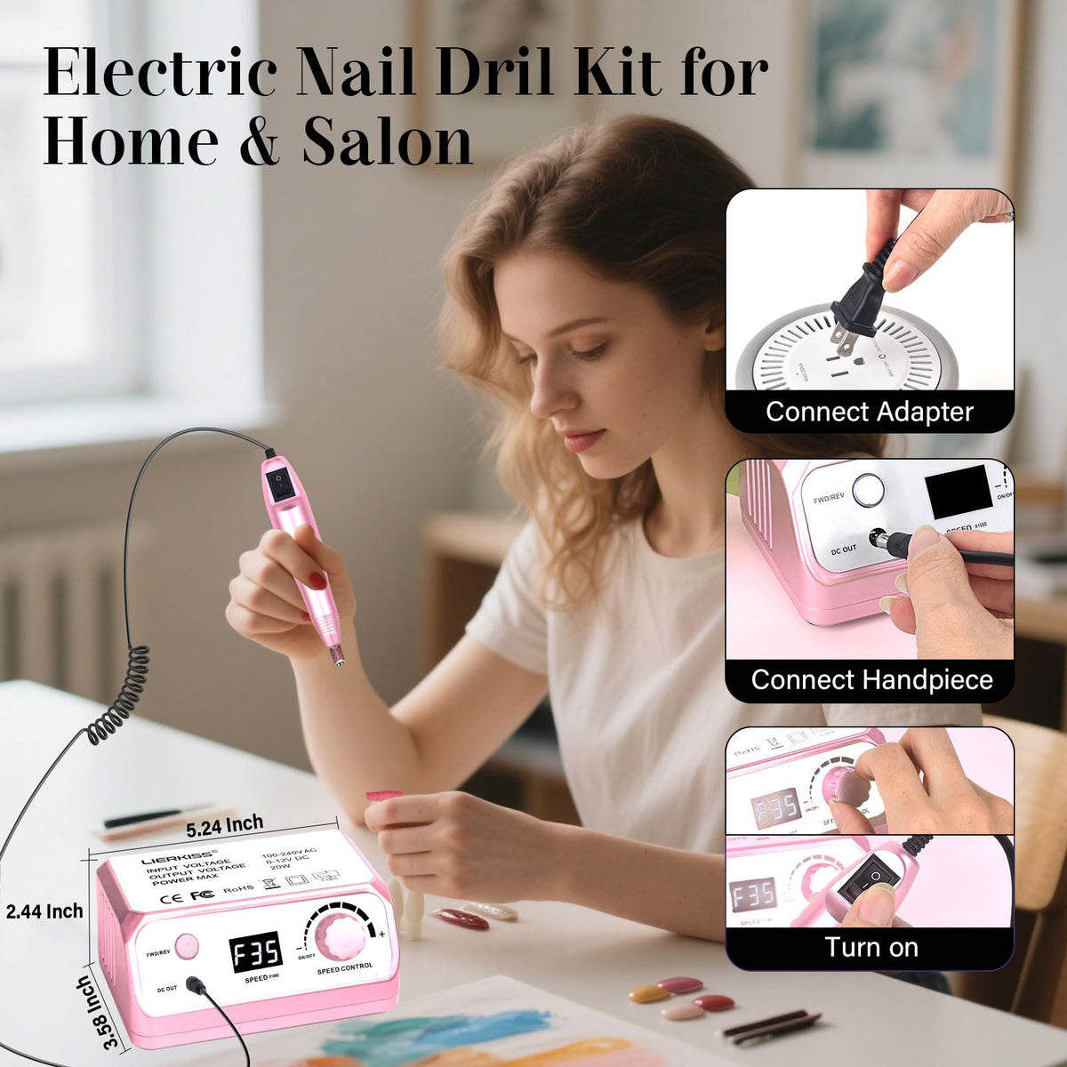 LIERKISS kit with 6 drill bits and 100 sanding bands for versatility
