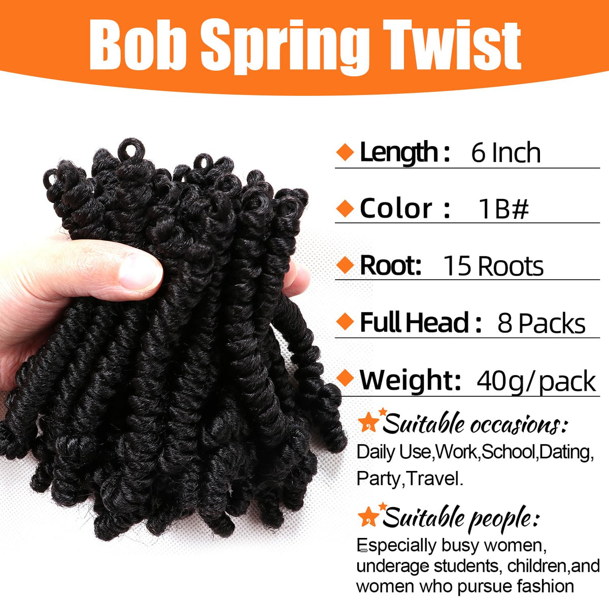 Lifabeauty spring twist crochet hair 8 packs, pre-looped for quick install.