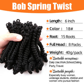 Lifabeauty spring twist crochet hair 8 packs, pre-looped for quick install.