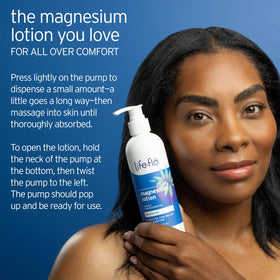 LIFE-FLO Magnesium Lotion featuring shea butter and coconut oil for skin softness