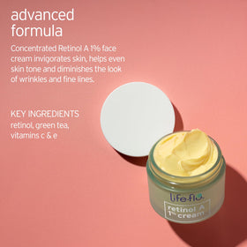 LIFE-FLO Retinol Face Cream packaging shows premium ingredients and cruelty-free quality.
