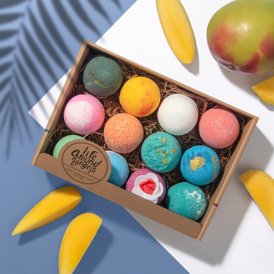LifeAround2Angels bath bomb set 12-pack for a colorful, relaxing soak.