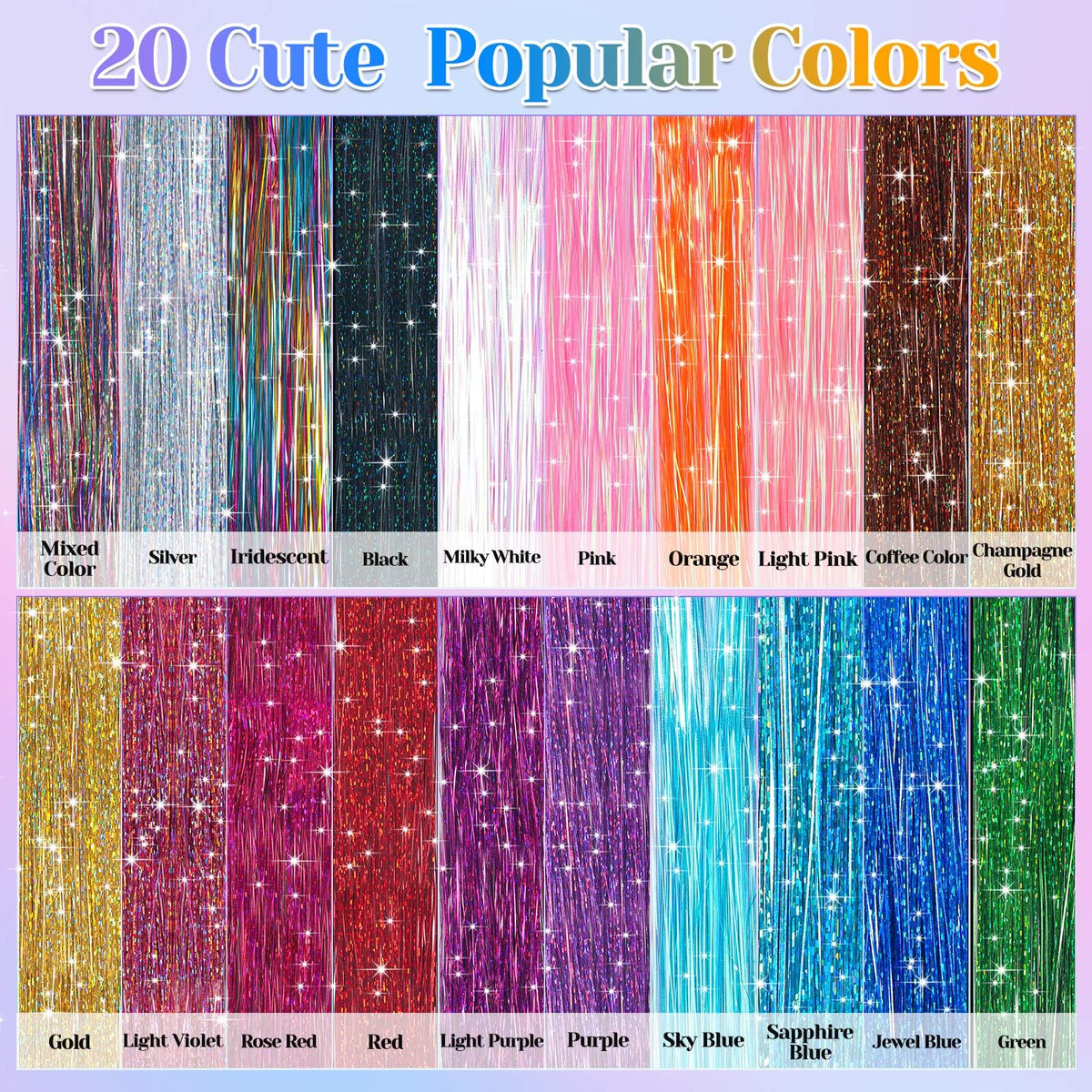 LifeisLuck heat-resistant tinsel applied in hair for durable sparkle.