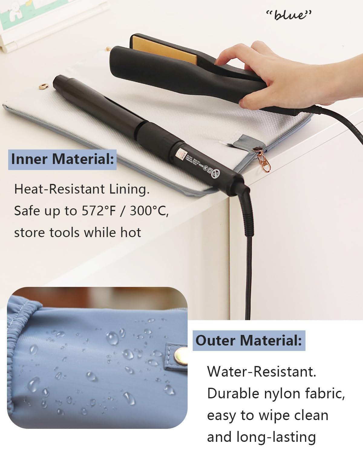 Lifeplus holder-mat heat-resistant interior up to 572°F protects against burns during storage.