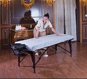 LIFESOFT 35x88 inch sheet shown fitting a standard table for easy setup