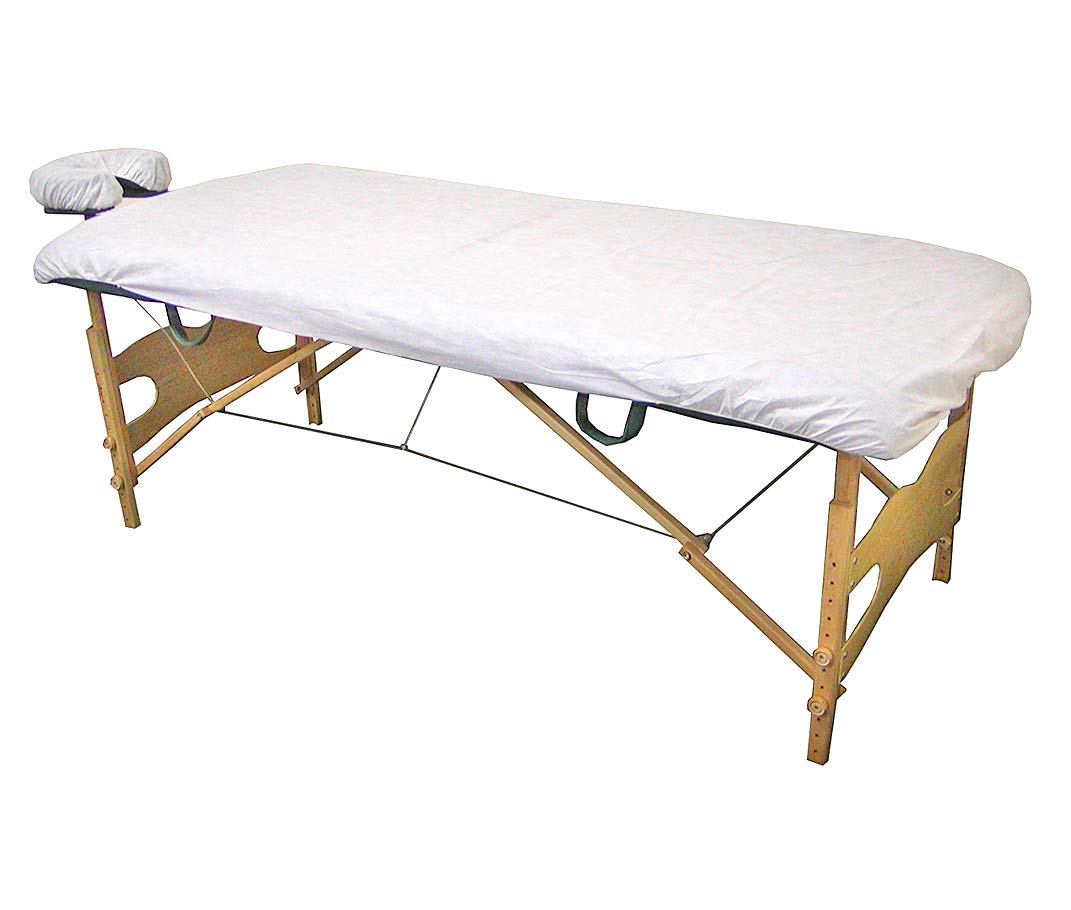 LIFESOFT disposable fitted massage table sheet covering a table for hygienic sessions