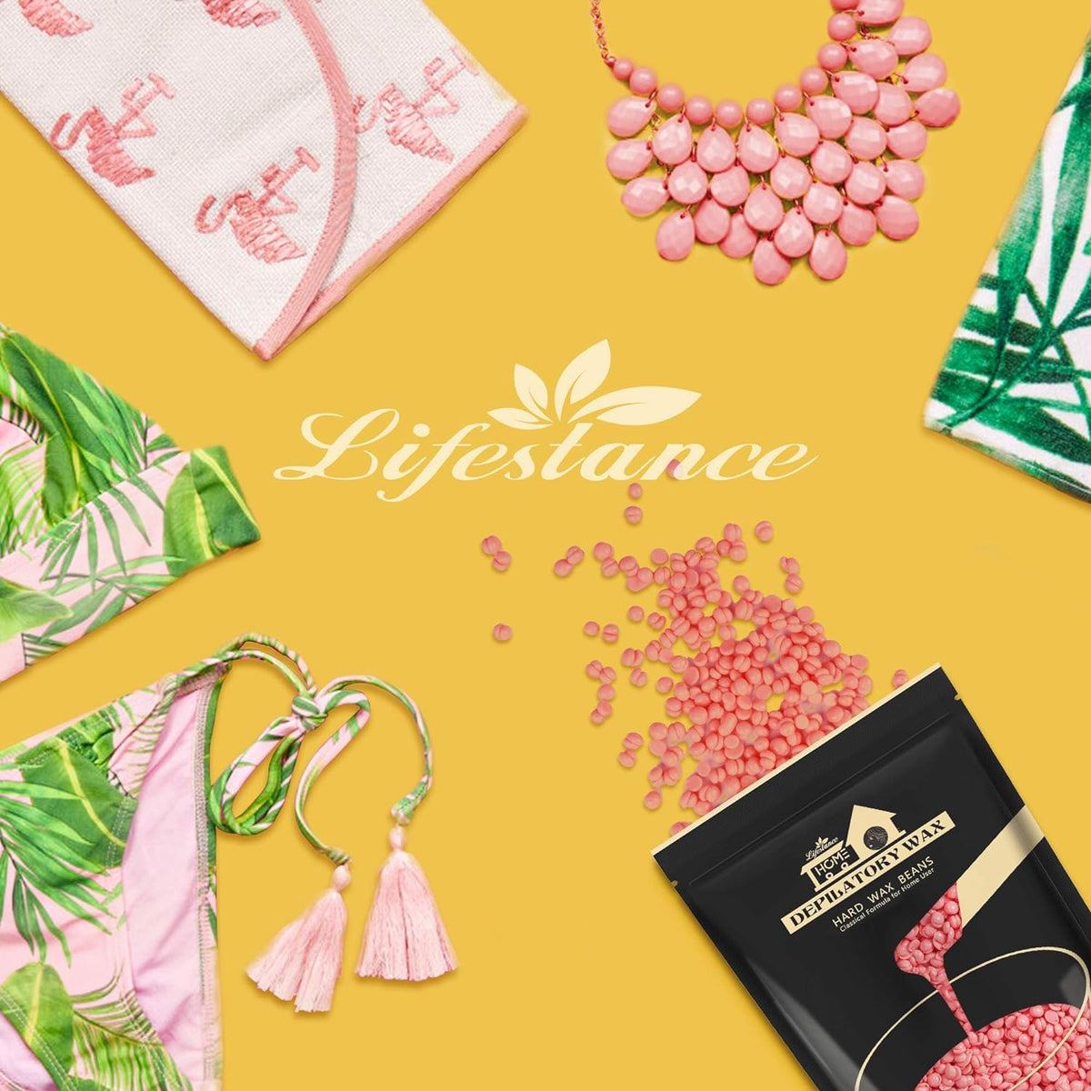 Lifestance pink wax beads packaging with rose aroma for gentle use