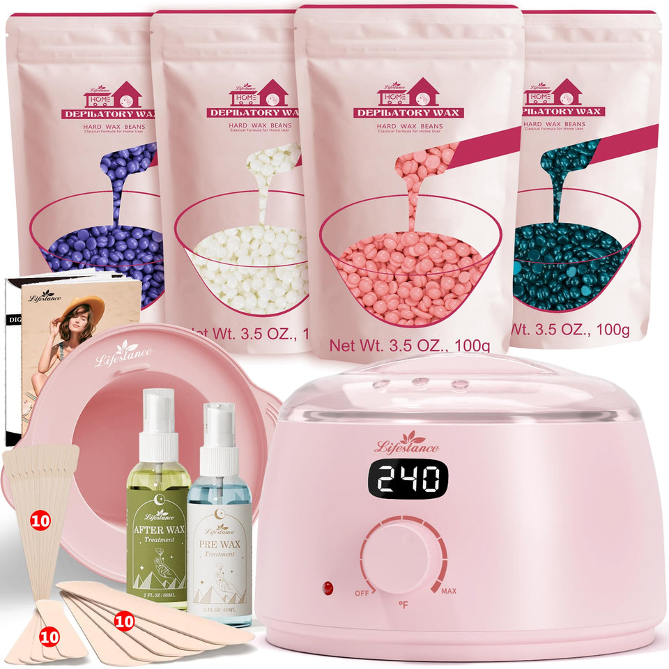 Lifestance pink wax warmer with precise temperature display for controlled waxing sessions